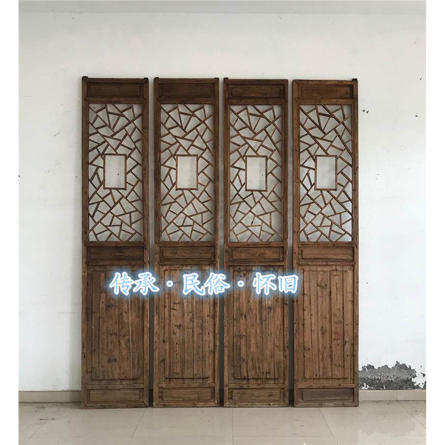厂促民怀旧老物隔扇屏风木门老俗旧隔断会所中式装修原木装饰品木