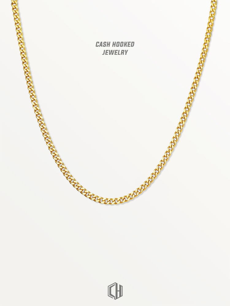 CASHHOOKED S925银镀金 Cuban 2mm / 3mm 粗古巴链 嘻哈项链