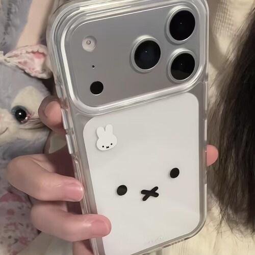 米菲兔表情白框透明适用iPhone17promax手机壳15新款17pro网红女款13创意全包防摔16pro超好看17保护套