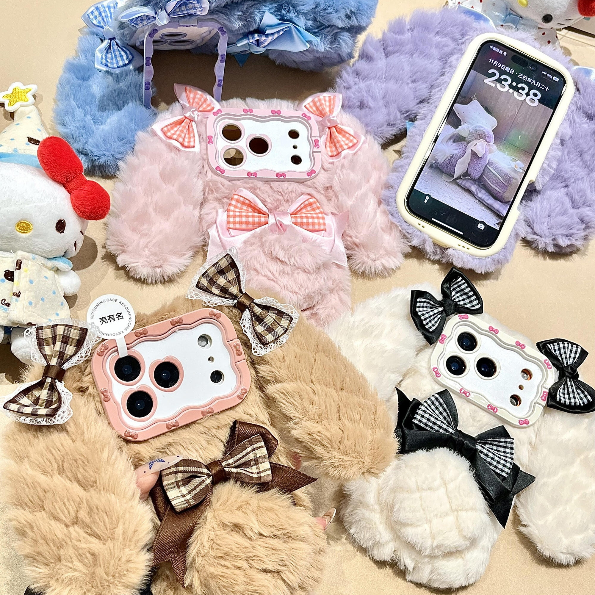 格纹蝴蝶结立体长耳毛绒兔子尾巴适用iPhone17promax手机壳15新款17pro13创意全包防摔16pro超好看17保护套,3C数码配件,手机保护套/壳,淘宝优惠券,粉丝福利购,淘宝优惠卷