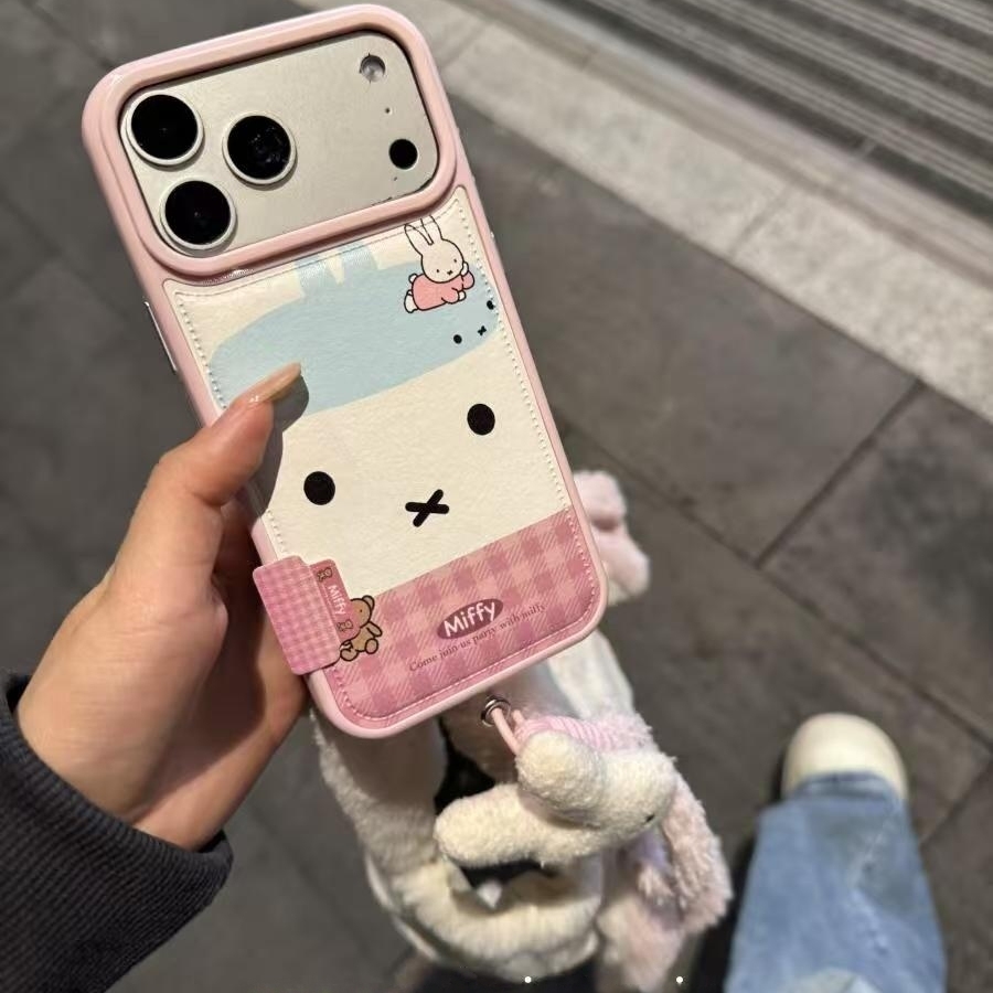 可爱鼓包皮纹米菲兔表情适用iPhone17promax手机壳15新款17pro网红女款13创意全包防摔16pro超好看17保护套