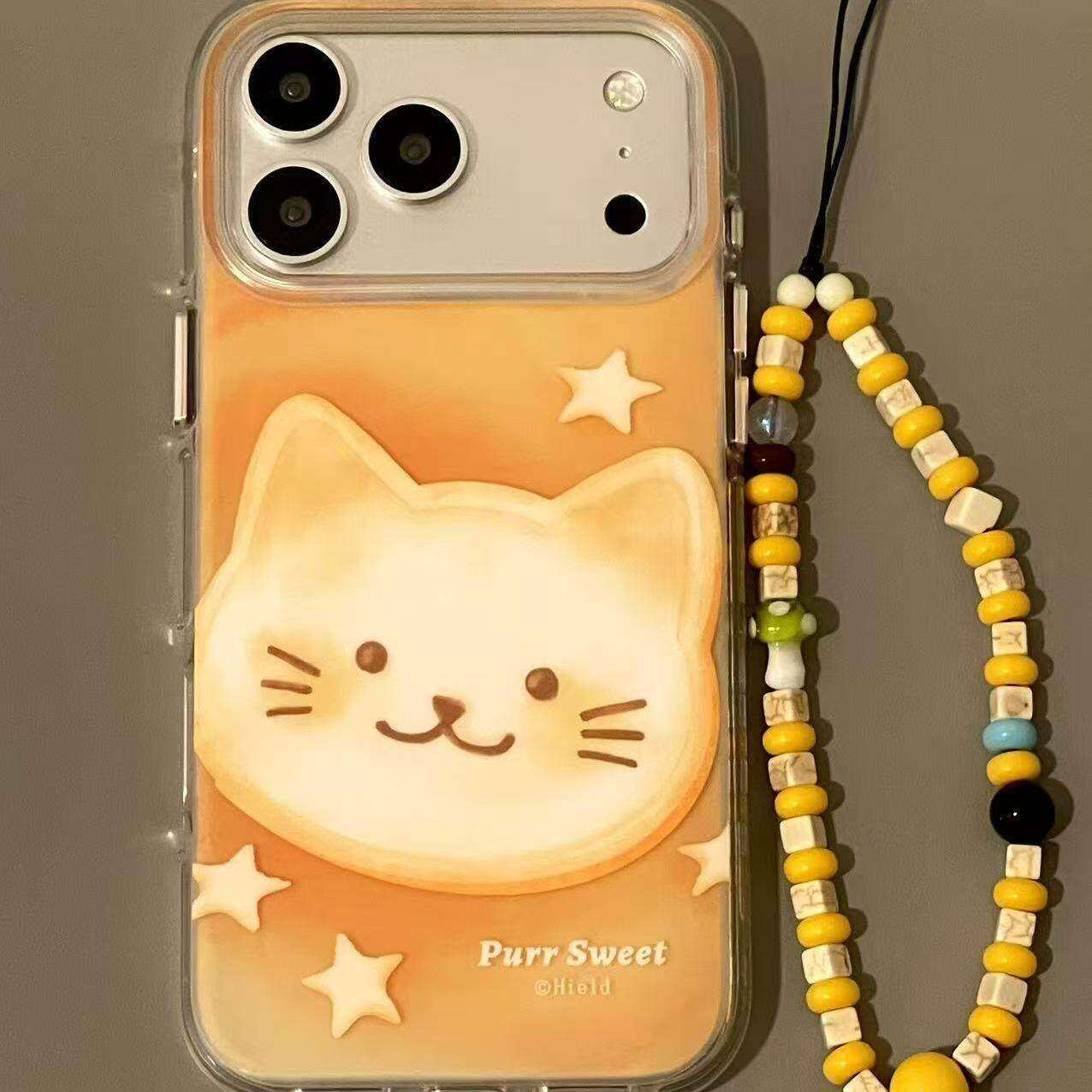 可爱黄色星星饼干小猫适用iPhone17promax手机壳15新款17pro网红女款13创意全包防摔16pro超好看17保护套
