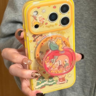 黄底松树头套黄色小玩偶适用iPhone17promax手机壳15新款17pro网红女款13创意全包防摔16pro超好看17保护套