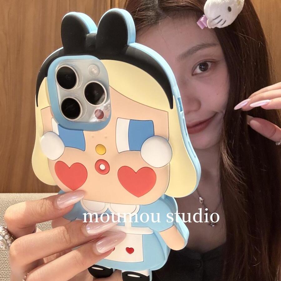 日韩可爱哭娃蓝裙子爱丽丝适用于iPhone15苹果16手机壳14promax全包边女款iPhone13防摔保护套16promax防摔