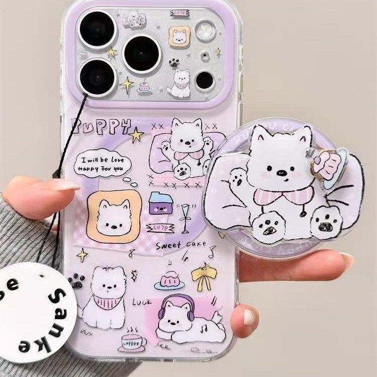 紫色西高地狗狗磁吸壳支架适用iPhone17promax手机壳15新款17pro网红女款13创意全包防摔16pro超好看17保护套,3C数码配件,手机保护套/壳,淘宝优惠券,粉丝福利购,淘宝优惠卷