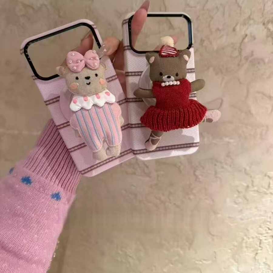 可爱条纹立体公仔磁吸适用iPhone17promax手机壳15新款17pro网红女款13创意全包防摔16pro超好看17保护套