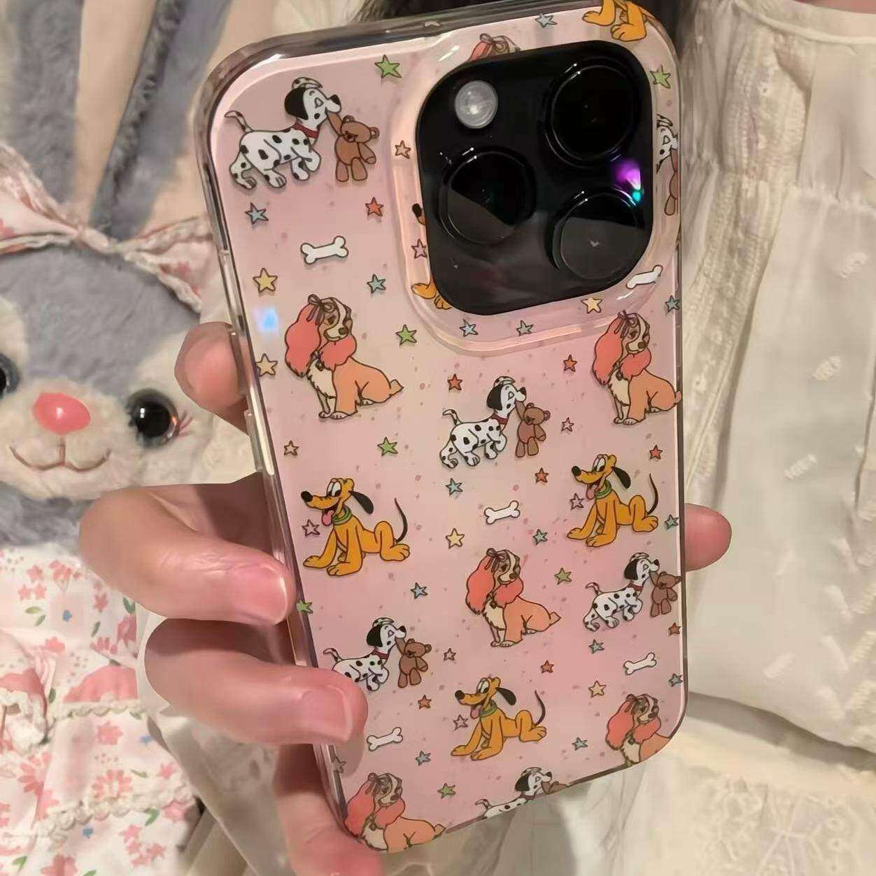 粉晕染泼墨满屏斑点狗小熊适用iPhone17promax手机壳15新款17pro网红女款13创意全包防摔16pro超好看17保护套,3C数码配件,手机保护套/壳,淘宝优惠券,粉丝福利购,淘宝优惠卷