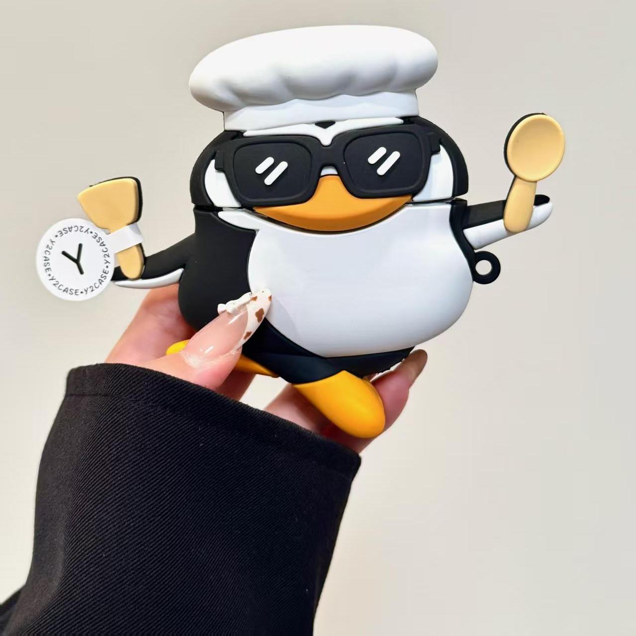卡通小众个性抽象高雅的企鹅适用苹果AirPods4无线蓝牙耳机套AirPodspro3代个性AirPods1/2硅胶AirPodspro2