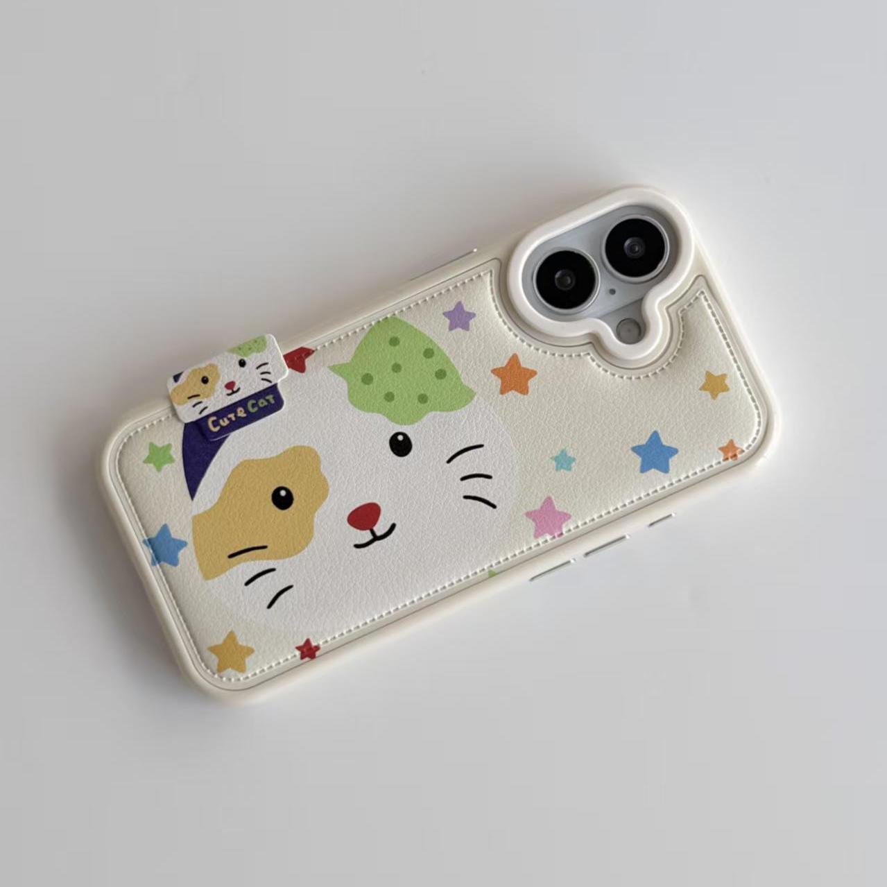 软萌可爱仿皮小怪猫咪适用iPhone17promax手机壳15新款17pro网红女款13创意全包防摔16pro超好看17保护套