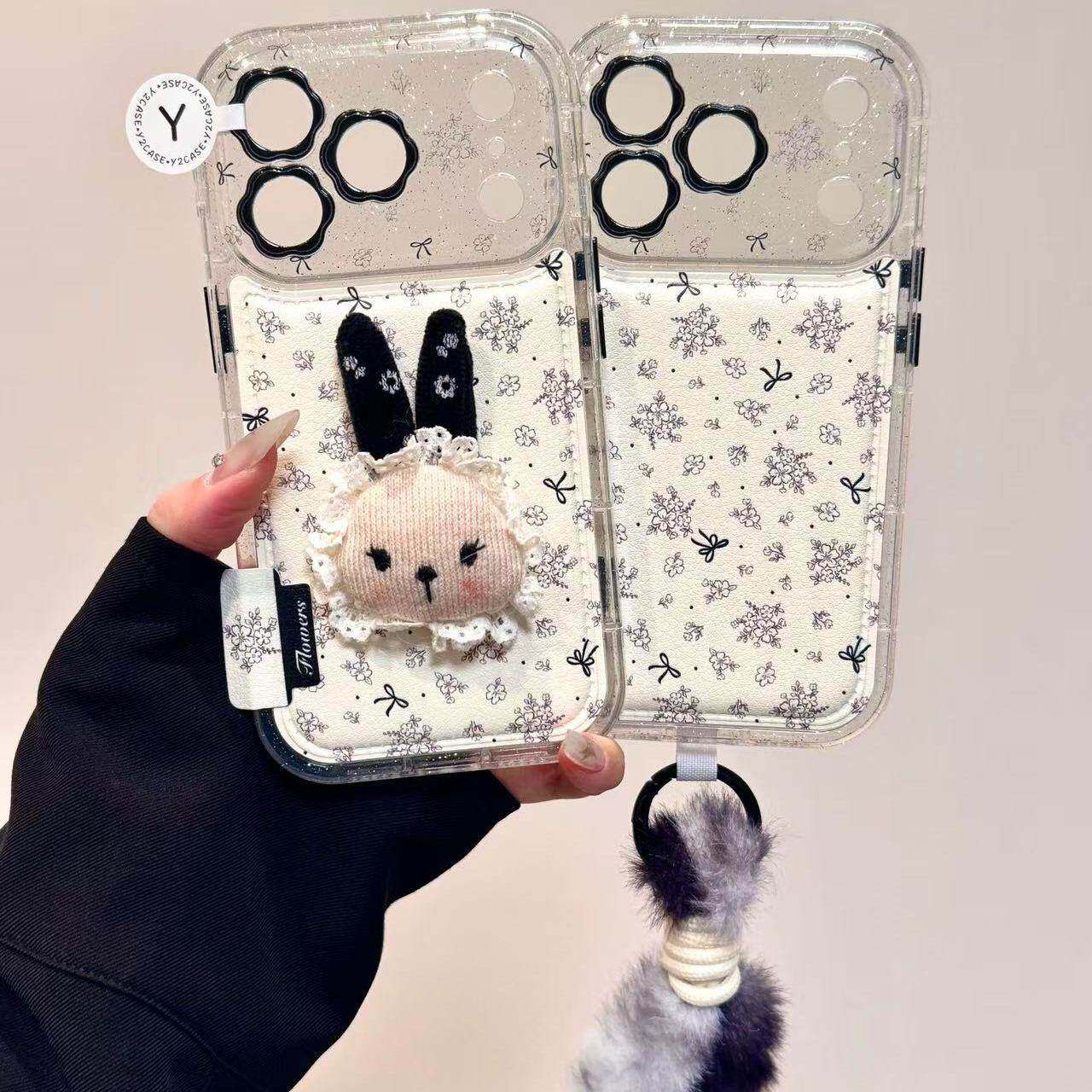 可爱蕾丝兔子洋娃娃碎花适用iPhone17promax手机壳15