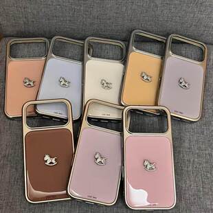 多色立体闪钻木马滴胶银边适用iPhone17promax手机壳15新款17pro网红女款13创意全包防摔16pro超好看17保护套