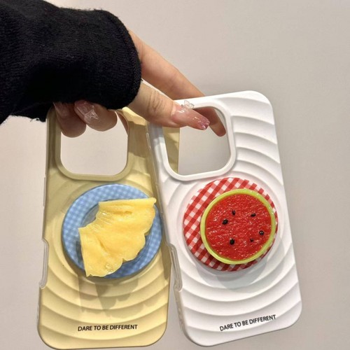 简约ins风西瓜菠萝磁吸支架适用苹果iphone16promax手机壳15promax波漾壳14pro防摔13高级感16pro超火保护套