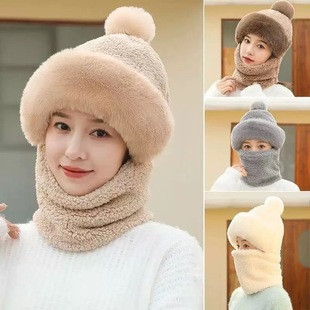 2025冬款脑子帽子女士冬季新款保暖骑车防风面罩防寒加绒加厚围脖