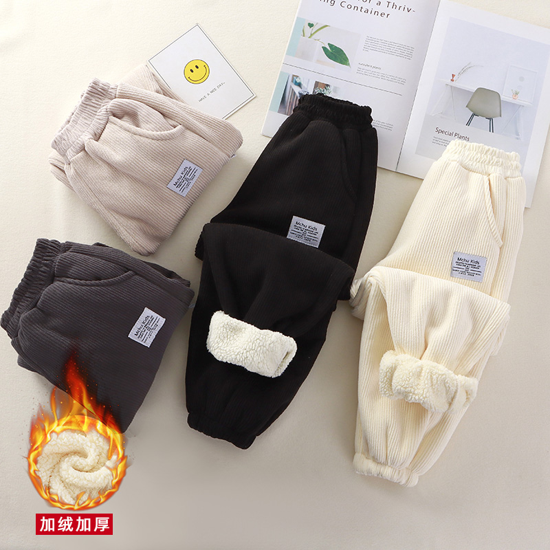 秋冬季儿童厚款外穿加绒裤子保暖裤中大童男女童宝宝休闲运动裤潮