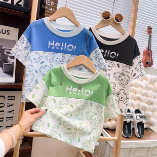中大童百搭全棉薄款 婴儿衣服男女孩韩版 上衣 T恤夏季 儿童纯棉短袖