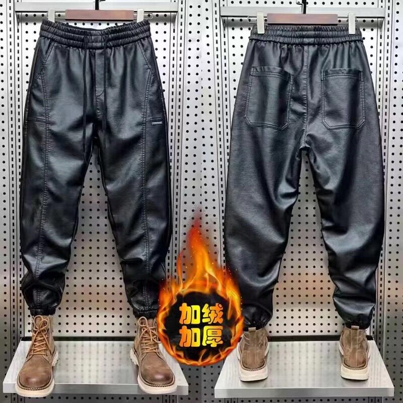 秋冬款机车风PU皮裤男士潮流百搭