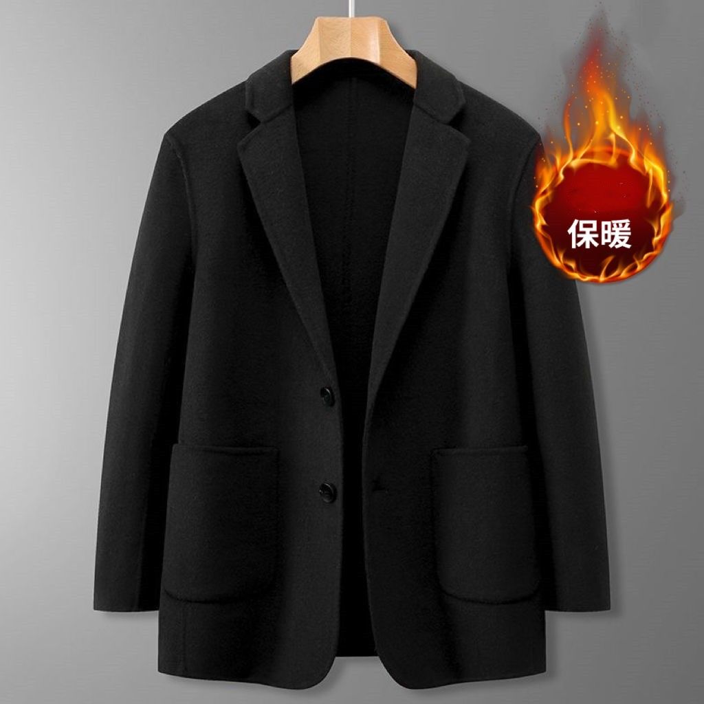 秋冬季新款帅气韩版毛呢西服复古男士保暖休闲潮流大衣呢子外套
