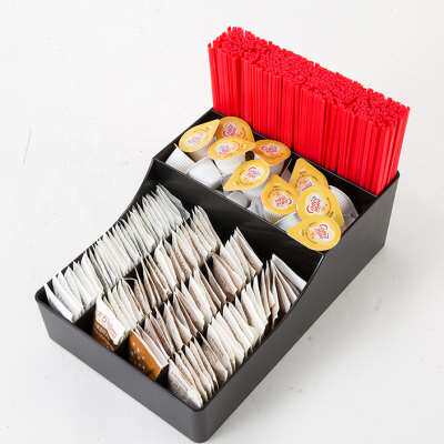 咖啡奶茶店吧台收纳盒多个小格子区分分类多功能糖包吸管收纳盒子