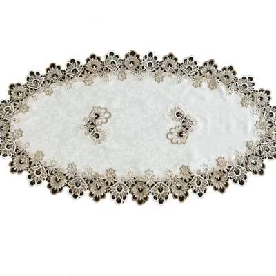 唯米9931简约现代蕾丝椭圆形餐垫茶几布盖巾电视柜餐桌布欧式桌旗