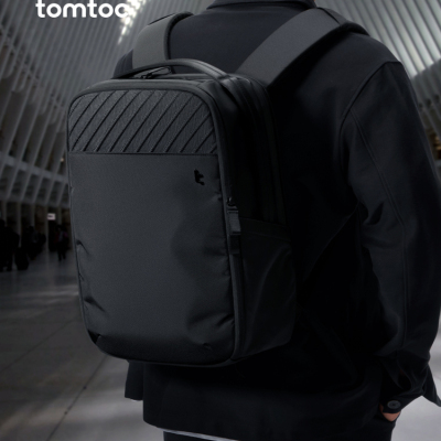 正品tomtoc 双肩包通勤包男士黑色电脑包男款商务差旅双肩背包T50