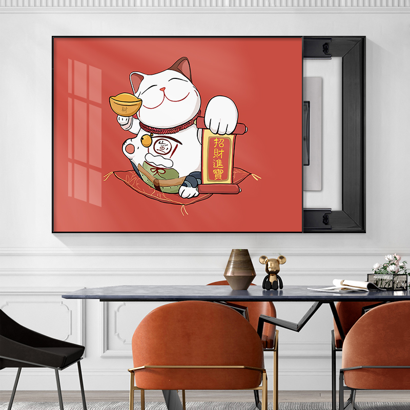 电表箱装饰画免打孔轻奢配电箱遮挡电闸盒电源现代简约开关猫挂画