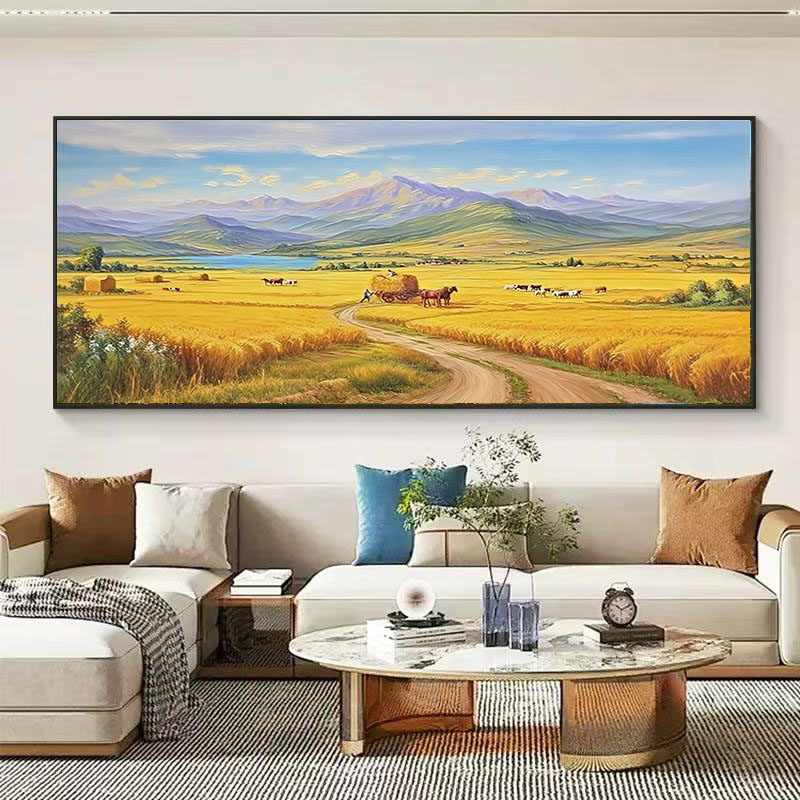 大芬村纯手绘油画丰收麦田客厅沙发装饰画聚宝盆风景走廊过道挂画,家居饰品,油画,淘宝优惠券,粉丝福利购,淘宝优惠卷