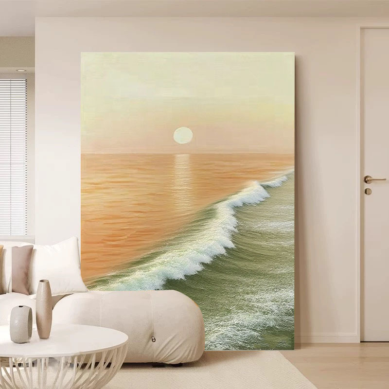 现代简约海景手绘油画