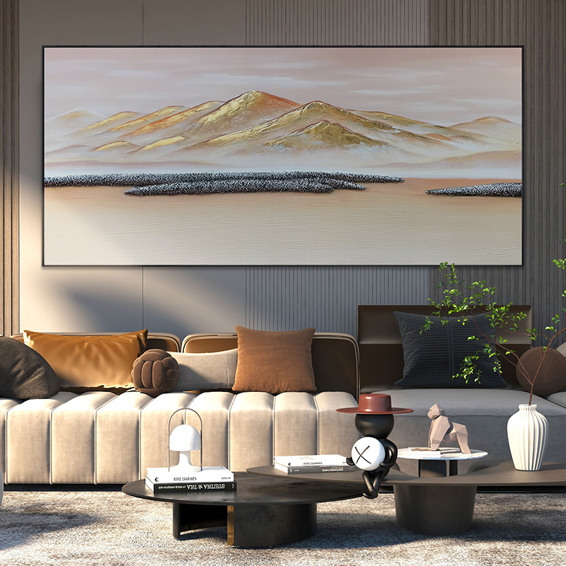 画家原创作品《背靠金山》装饰画客厅沙发背景墙轻奢挂画手绘油画