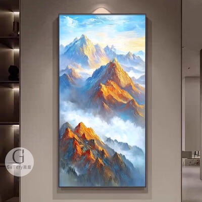 《巍峨金山》手绘油画别墅大幅高级感风景装饰画玄关挂画