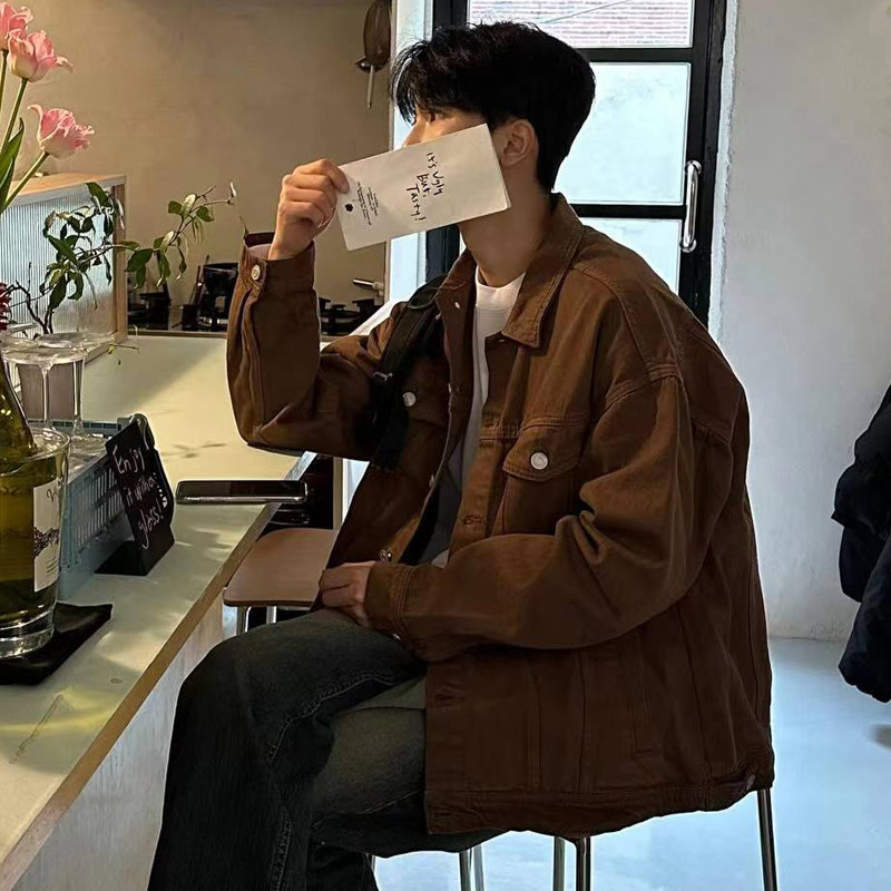 现货！春装牛仔夹克宽松纯色水洗茄克衫男式外套815-4-JK132P100图片