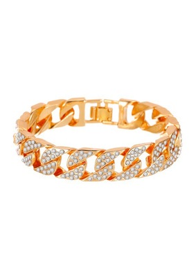 2025新款欧美满钻复古嘻哈古巴手链配饰潮流朋克男女爆款时尚定制