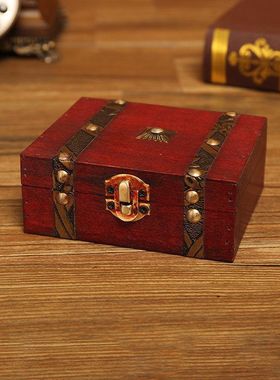 红色复古首饰收纳盒喜庆婚庆珠梳妆台摆件储物盒摄影道具装饰箱