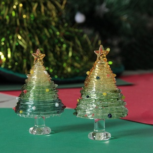 琉璃圣诞树淄博玻璃桌面圣诞节礼物工艺品创意摆件客厅装饰小