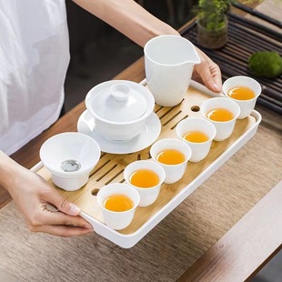 茶具厂家白瓷功夫茶具整套盖功夫茶具简约家用现代茶盘厂一件