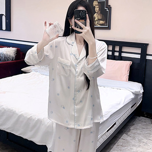 仿真丝绸大码 高级感睡衣女士夏季 长裤 薄款 舒适家居服 冰丝长袖