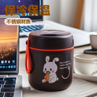 圆形保温杯不锈钢密封杯子带盖早餐杯微波炉家用汤杯餐具批发
