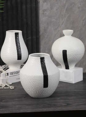 简约现代陶瓷水墨花瓶鲜花花器桌面家居样板房售楼处软装饰品