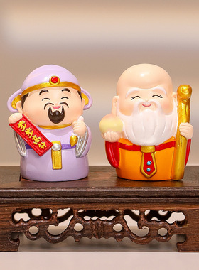 新中式五福小神仙玄关客厅家居装饰品摆件国潮财神爷乔迁开业