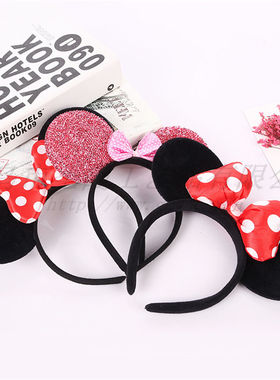 2025新款圣诞新年儿童节米妮发箍蝴蝶结头饰米老鼠发夹节日甜美