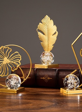 跨境轻奢风铁艺水晶球摆件创意家居客厅酒柜办公室装饰金属