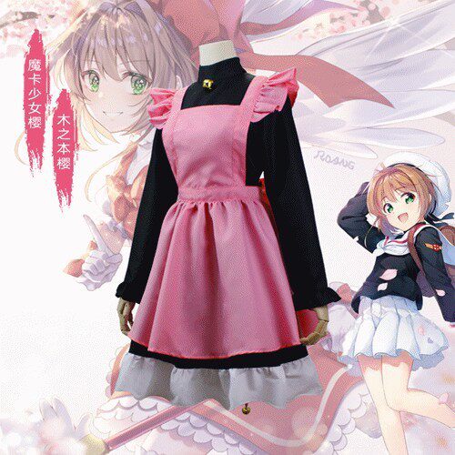 魔卡少女百变小樱cos服木之本樱雷卡猫装粉黑猫女变身装cosplay