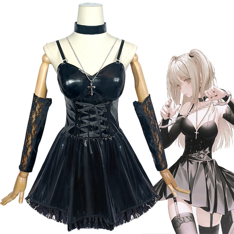死亡笔记cos服装弥海砂cosplay服性感黑色皮裙连衣裙女DEATHNOTE