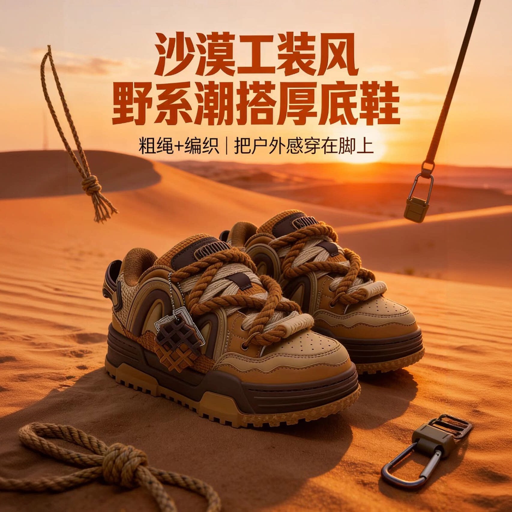 奇安达面包男鞋2026新款秋季华夫饼小众设计厚底百搭学生休闲板鞋