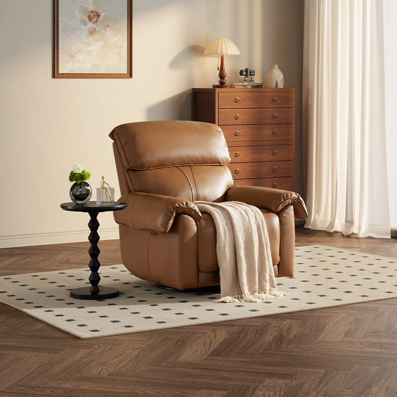 【新品】LAZBOY乐至宝功能真皮沙发单人电动可摇可转懒人躺椅A637