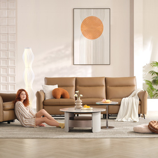 LAZBOY乐至宝真皮沙发客厅直排简约现代169甜品师 专柜同款