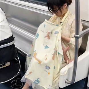 喂奶遮羞布哺乳巾外出遮挡神器防走光母乳抱娃罩衣纯棉透气多功能