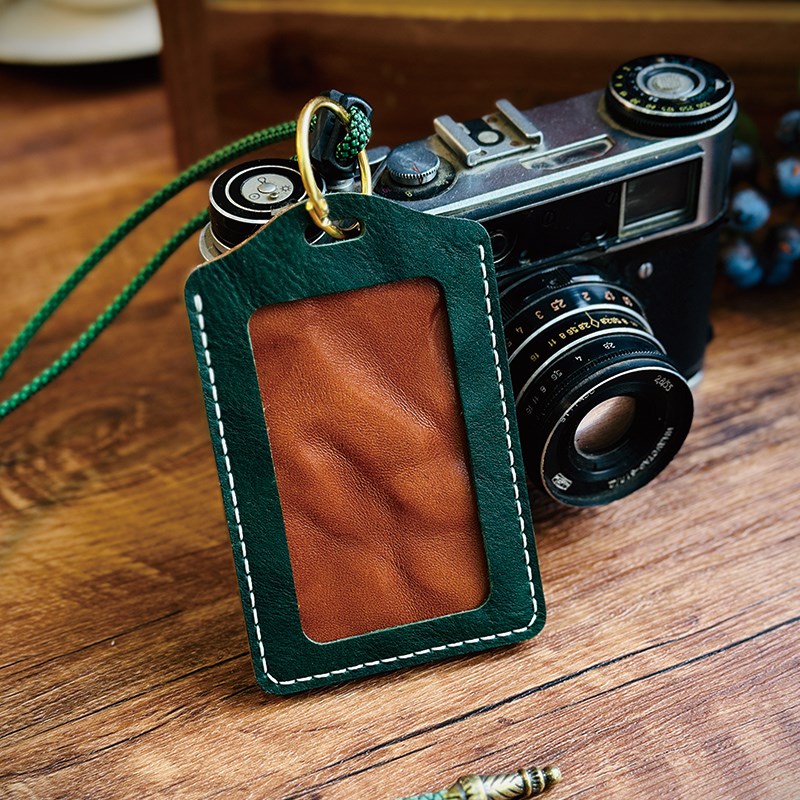 【10*7】头层牛皮员工工作证件卡套真皮公交卡套门禁胸牌卡套皮套