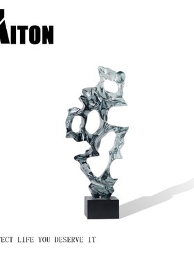 酒店会所太湖石雕塑艺术品简约现代抽F象透明树脂装饰品玄关桌摆