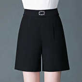 宽松冰丝阔腿高腰直筒a字5分休闲五分裤 西装 子 新款 薄款 短裤 女夏季