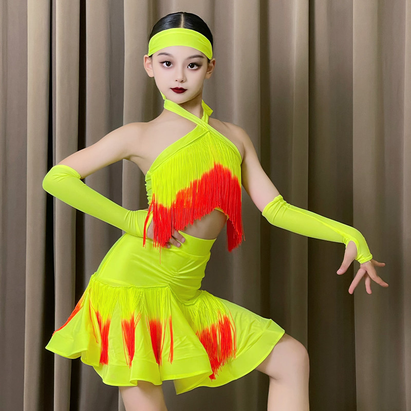 青禾元舞拉丁舞服女童2026春夏新款儿童流苏练功服少儿高级感套装